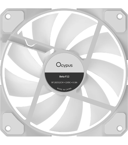 Кулер для процессора Ocypus Beta F12 WH ARGB, 120x120x25мм, 4-PIN PWM, 800-1600 RPM, 29 DBA MAX, HYDRO BEARING