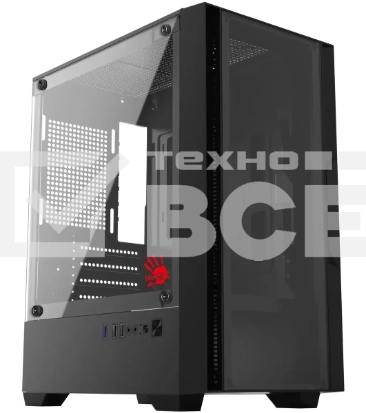 Компьютерный корпус Bloody CC-123 черный без БП mATX 8x120мм 2xUSB2.0 1xUSB3.0 audio bott PSU