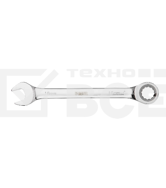 Ключ комбинированный Denzel, с трещеткой, 16 мм