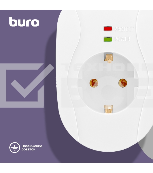 Сетевой фильтр Buro 100SH-W (1 розетка) белый (коробка)