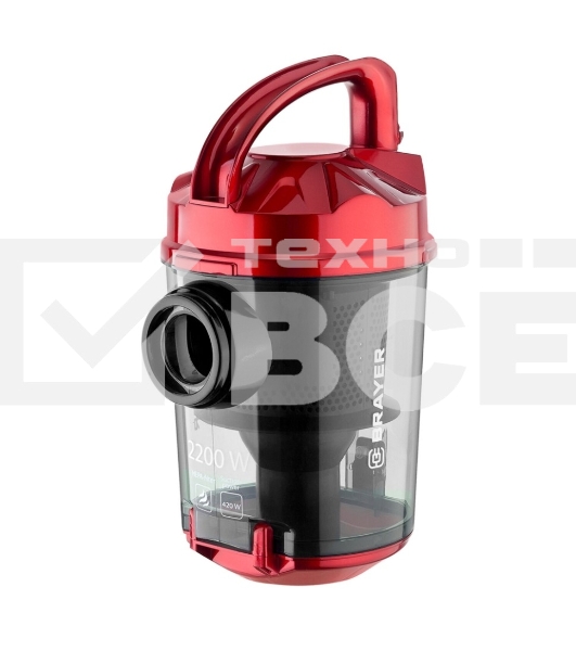 Пылесос BRAYER BR4202 черный/красный, 450/2200 Вт, уборка сухая, пылесборник контейнер 2.5 л