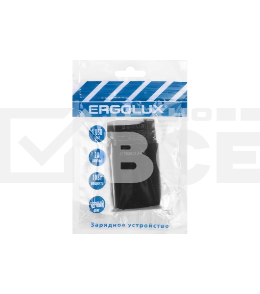 Адаптер сетевой Ergolux ELX-РA01P-C02 ПРОМО 1USB 100-220В 5в/2А пакет черный