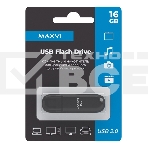 Флеш диск Maxvi P1 16GB USB 2.0 black, монолит с колпачком, ABS пластик, фото3