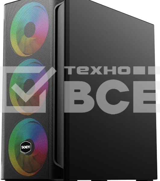 Компьютерный корпус SOEYI 'AX1-B10 SOEYI ATX case with черный coating front panel with flat small mesh, without'