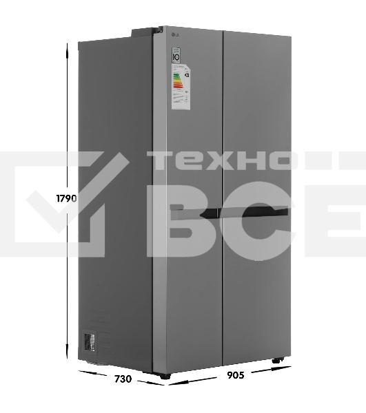 Холодильник LG GC-B257KMHW серебристый двухкамерный 422/206 л., морозилка сбоку, No Frost, Side by Side