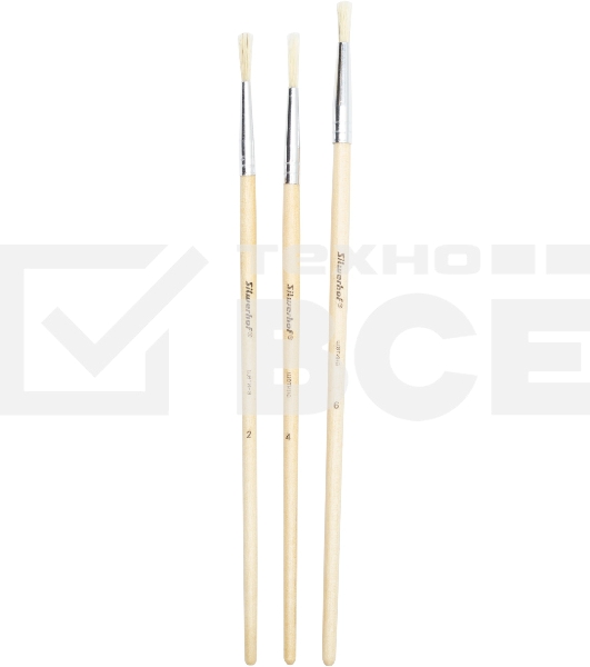 Набор кистей Silwerhof Color (набор 3шт) щетина круглая №2,4,6, деревянная ручка