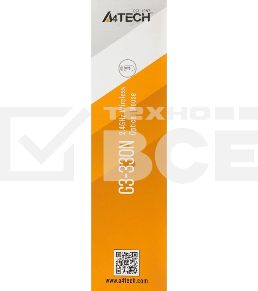 Мышь беспроводная A4Tech G3-330N черный, 1200 dpi, радиоканал, USB, кнопки - 3