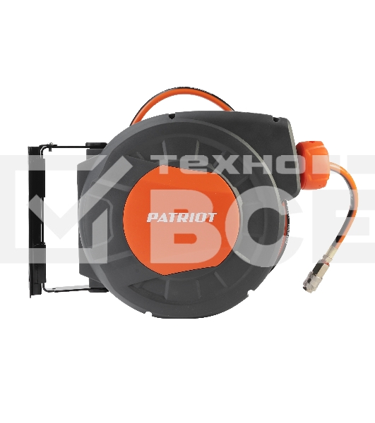 Шланг Patriot 520002435 пневматический армированный на автоматической катушке PHC 15/16 (прямой, ПВС армированный, длина 15 м, диаметр 10х16, раб/макс давление 10/20 бар, мин/макс температура -5/45С, быстросъем рапид, резьба 1/4)