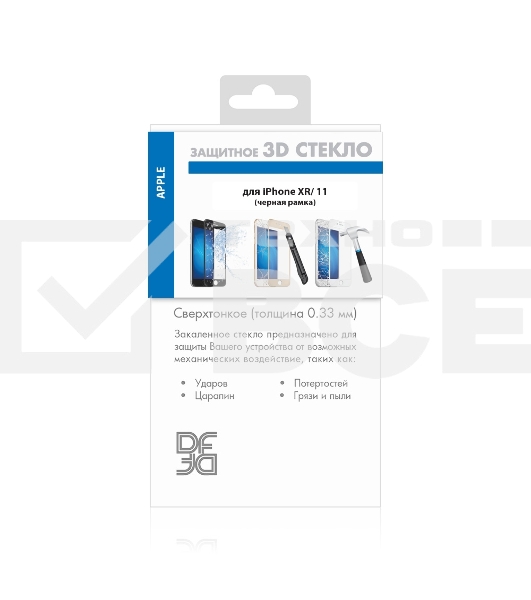 Защитное стекло для экрана DF iColor-17 черный для Apple iPhone XR/11 3D 1шт. (DF ICOLOR-17 (BLACK))