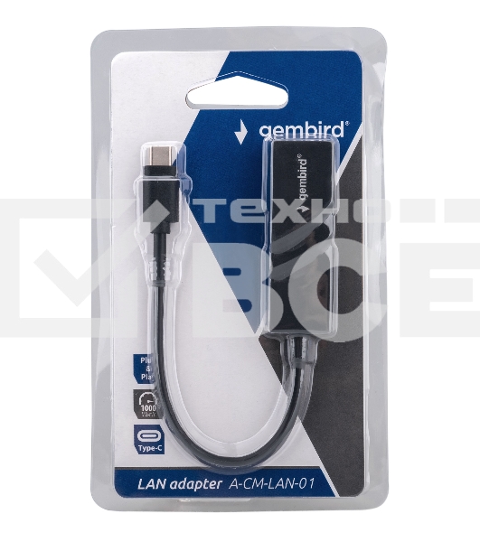 Сетевой адаптер Ethernet Gembird A-CM-LAN-01 USB C-type - Fast Ethernet adapter