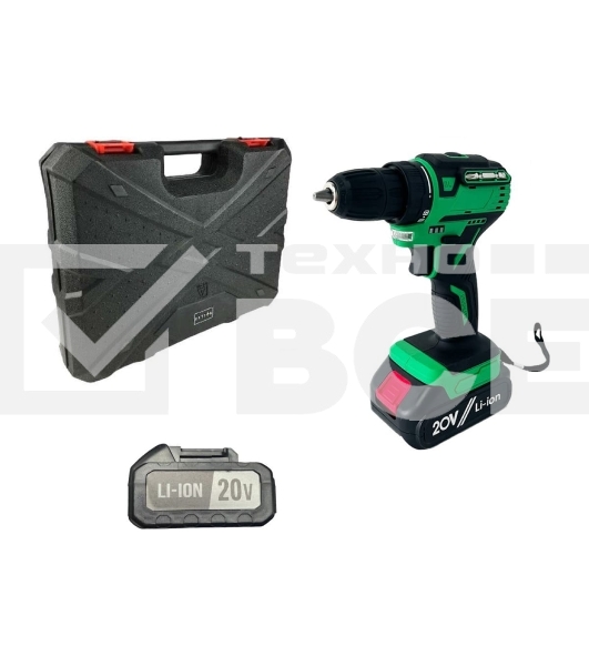 Дрель-шуруповерт Zitrek Greenpower 20 Pro 063-4061, Аккумуляторная, 20В, 2 АКБ, Кейс