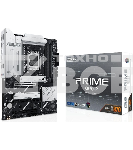 Материнская плата ASUS PRIME X870-P, AM5, AMD X870, 4xDDR5, 2xSATA, 4xM.2, 1xPCIe 5.0 x16, 2xPCIe 4.0 x1, 1xHDMI, 2xUSB-C, 1x 2.5Gb LAN, 4xUSB-A 3.2 Gen 1, 1xUSB-A 3.2 Gen 2, 4xUSB-A 2.0, 3x3.5 мм, 7.1, ATX