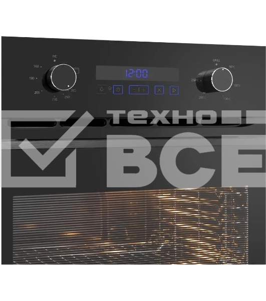 Шкаф духовой газовый с электрическим грилем Maunfeld MOGM703B2, встраиваемый