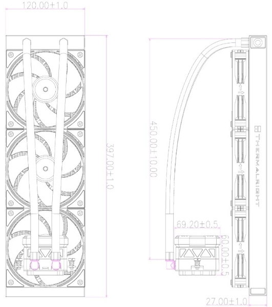Система жидкостного охлаждения Thermalright Frozen Warframe 360 ARGB Soc-AM5/AM4/1200/1700/1851 черный 4-pin 29.8dB Al LCD Ret (F-WFRAME-360-BL-ARGB)