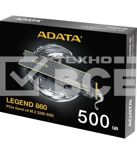 Накопитель SSD ADATA LEGEND 860, 500Gb, PCIe 4.0 x4, M.2 2280, NVMe, R/W 5000/3000, с радиатором