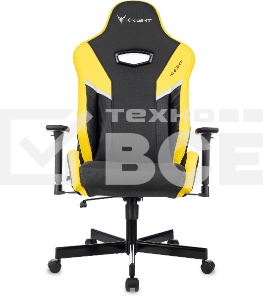 Кресло игровое Knight Thunder 5X черный/желтый эко.кожа крестов. металл