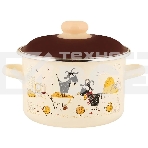 Кастрюля Appetite 6RD181M Подворье с крышкой, цилиндрическая, эмалированная сталь 3 л, фото 1