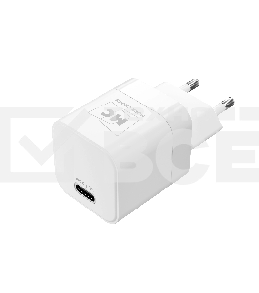Сетевое зарядное устройство MORE CHOICE (4620202555830) NC86i 1Type-C 3.0A PD 20W для Lightning 8-pin Type-C, белый