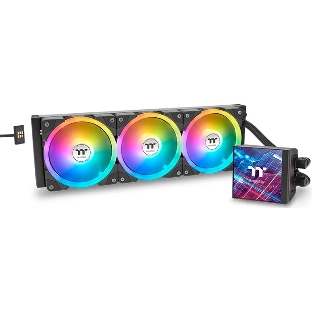 Система жидкостного охлаждения Thermaltake MAGFloe 360 Ultra ARGB Soc-AM5/AM4/1200/1700/1851 черный 4-pin 30.6dB Al+Cu LCD Ret (CL-W432-PL12SW-A)