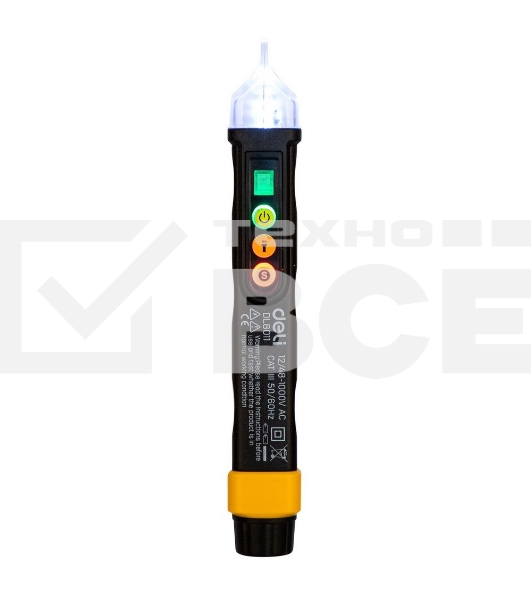 Бесконтактный детектор напряжения Deli DL8011 (12-1000В, батарейки в комплекте)