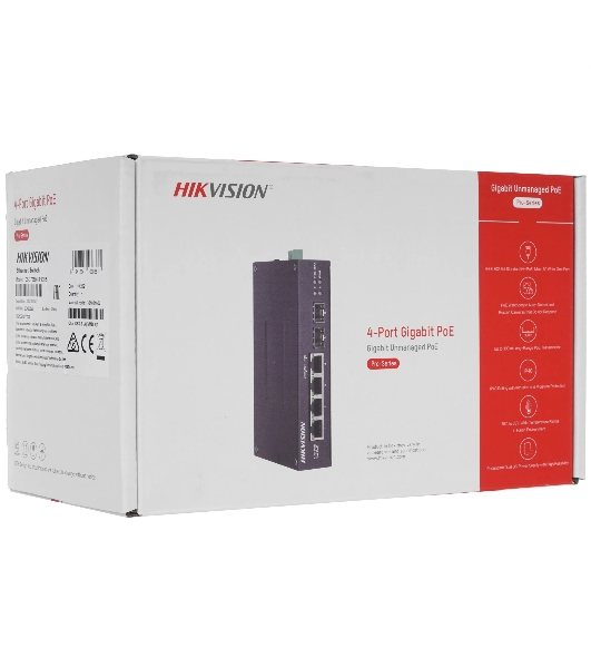 Коммутатор Hikvision DS-3T0506HP-E/HS, 4×1 Гбит/с PoE+ + 2×1 Гбит/с SFP, неуправляемый