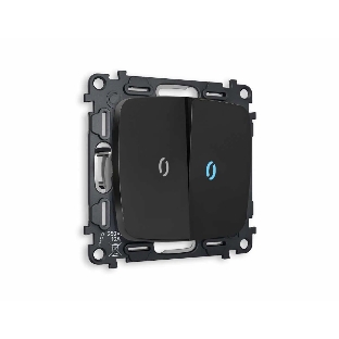 Комплект механизма 2-кл проходного выключателя с подсветкой 10000K OMEGA Черный матовый QUANT (OP8040, VM120, G29B) MO804040