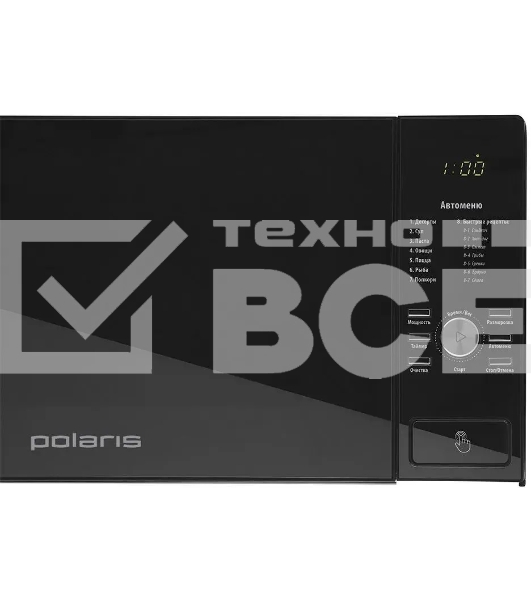 Микроволновая печь Polaris PMO 2303D RUS черный, 23 л, 900 Вт, переключатели- поворотный механизм/кнопки