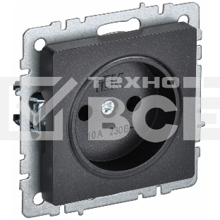 Розетка 1-местная IEK BRITE РС10-1-0-БрЧ (BR-R10-10-K02) без заземления, без защитных шторок, 10А, чёрный