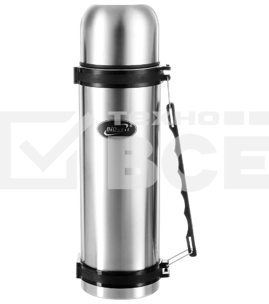 Термос BIOSTAL NG-1800-1 1.8л, универс, нерж., ручка, рем. для переноски, крышка-чашка и доп. пласт. чашка (в уп. 12 шт)