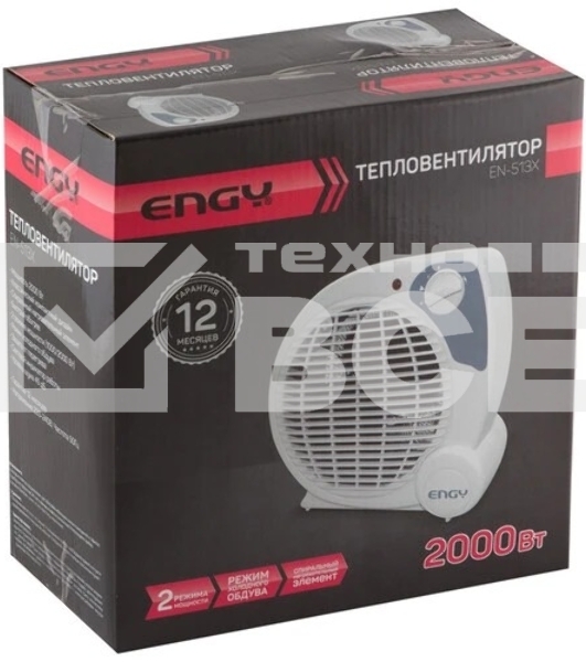 Тепловентилятор Engy EN-513X, белый, 2000 Вт, 20 м2
