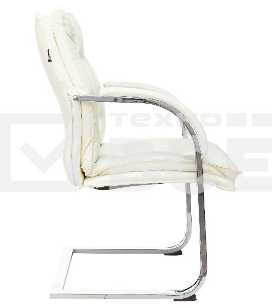 Кресло офисное Бюрократ T-9927SL-LOW-V слоновая кость, кожа, низк.спин. полозья, металл хром