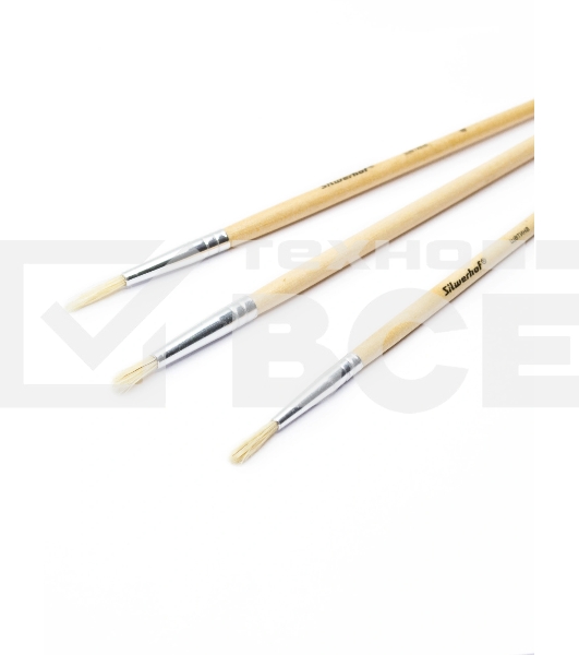 Набор кистей Silwerhof Color (набор 3шт) щетина круглая №2,4,6, деревянная ручка