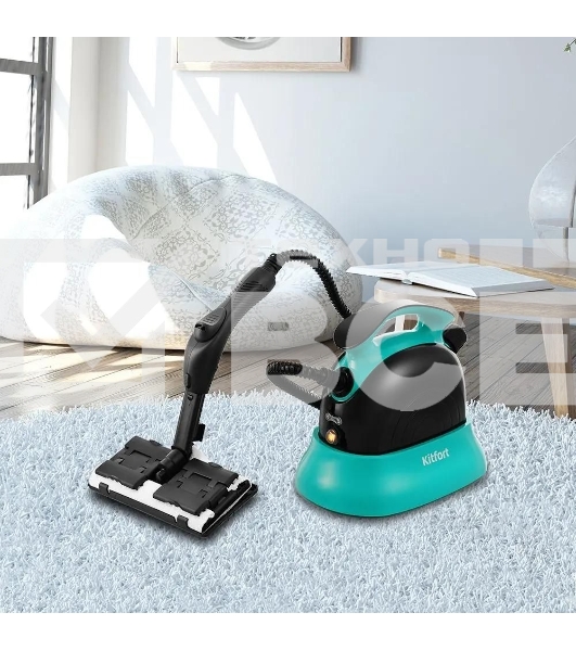 Пароочиститель напольный Kitfort КТ-9102-3 черный/бирюзовый