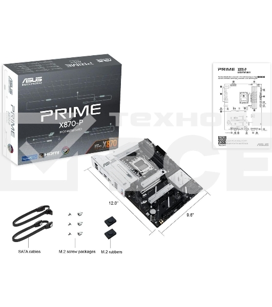 Материнская плата ASUS PRIME X870-P, AM5, AMD X870, 4xDDR5, 2xSATA, 4xM.2, 1xPCIe 5.0 x16, 2xPCIe 4.0 x1, 1xHDMI, 2xUSB-C, 1x 2.5Gb LAN, 4xUSB-A 3.2 Gen 1, 1xUSB-A 3.2 Gen 2, 4xUSB-A 2.0, 3x3.5 мм, 7.1, ATX