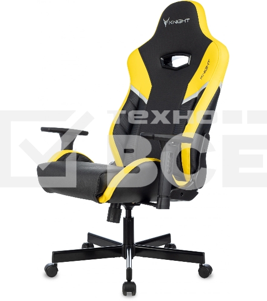 Кресло игровое Knight Thunder 5X черный/желтый эко.кожа крестов. металл