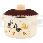 Кастрюля Appetite 6RD181M Подворье с крышкой, цилиндрическая, эмалированная сталь 3 л, фото2