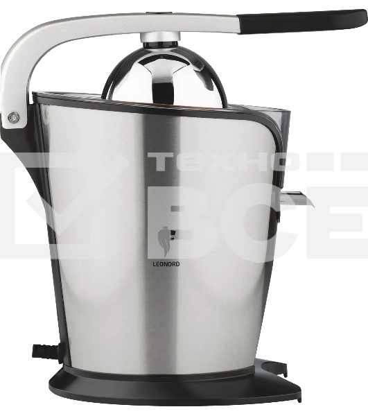 Соковыжималка LEONORD LE-1727 серебристый/черный, цитрусовая, 250 Вт, механическое
