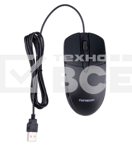 Комплект клавиатура + мышь проводной Гарнизон GKS-122, 104кл+3кн, 1000 DPI, 1.8м, черный