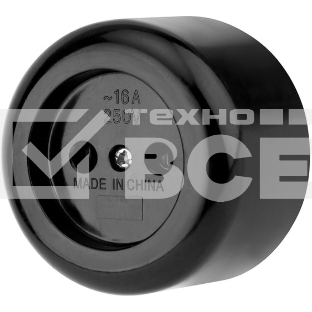 Розетка штепсельная Rexant карболитовая, открытой установки, б/з 16 А, черный