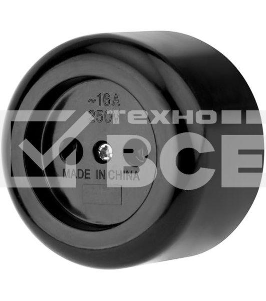 Розетка штепсельная Rexant карболитовая, открытой установки, б/з 16 А, черный