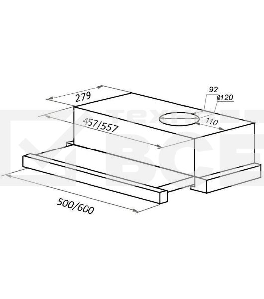 Вытяжка встраиваемая Maunfeld VS Light 50 белый, 50 см, 520 куб. м/ч, 56 дБ