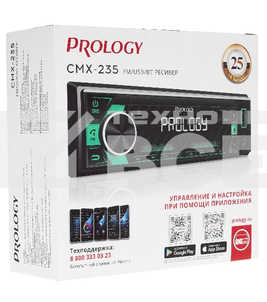 Автомагнитола Prology CMX-235, 1 DIN, Bluetooth, USB Type-A, AUX, пульт ДУ