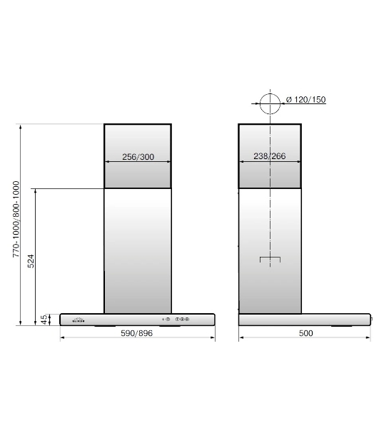 Вытяжка каминная Elikor Квадра 90Н-650-К3Д серебристый, 90 см, 650 куб. м/ч, 56 дБ