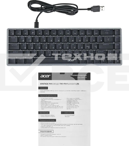Клавиатура Acer OKW302 (ZL.KBDCC.01C) проводная, USB, серебристый