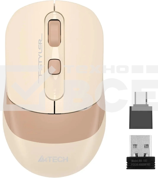 Мышь беспроводная A4Tech Fstyler FG10CS Air бежевый/коричневый оптическая (2000dpi) silent беспроводная USB для ноутбука (4but)