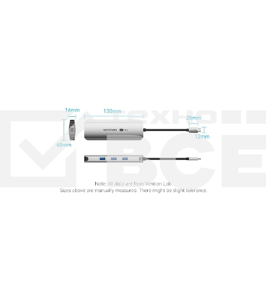 Мультифункциональный хаб Vention USB Type C 8 в 1