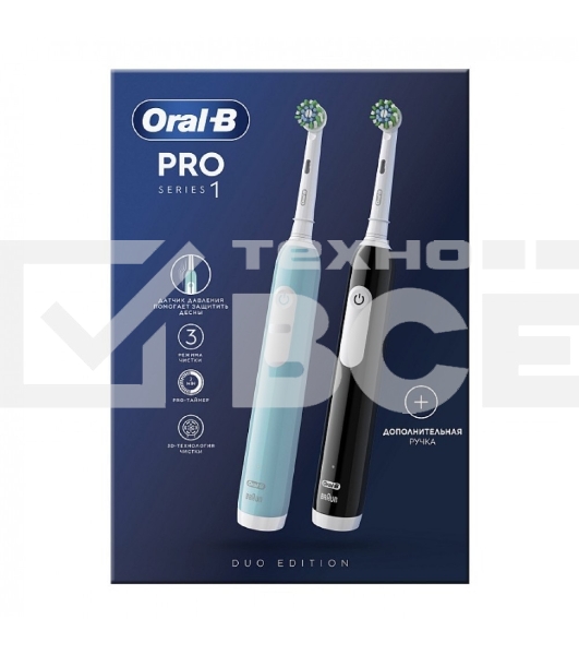 Набор электрических зубных щеток Oral-B Pro Series 1 бирюзовый/черный