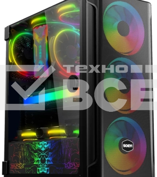 Компьютерный корпус SOEYI 'AX1-B10 SOEYI ATX case with черный coating front panel with flat small mesh, without'
