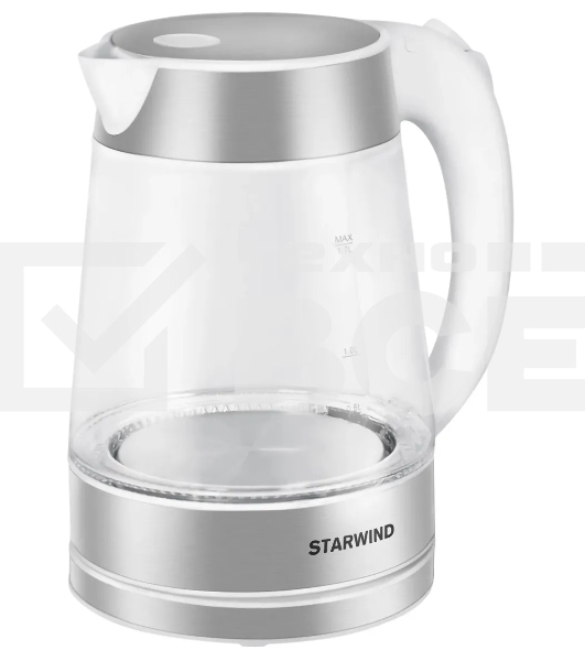 Чайник электрический Starwind SKG2011 1.7л. 2200Вт белый/серебристый (корпус: стекло)