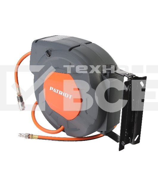 Шланг Patriot 520002435 пневматический армированный на автоматической катушке PHC 15/16 (прямой, ПВС армированный, длина 15 м, диаметр 10х16, раб/макс давление 10/20 бар, мин/макс температура -5/45С, быстросъем рапид, резьба 1/4)